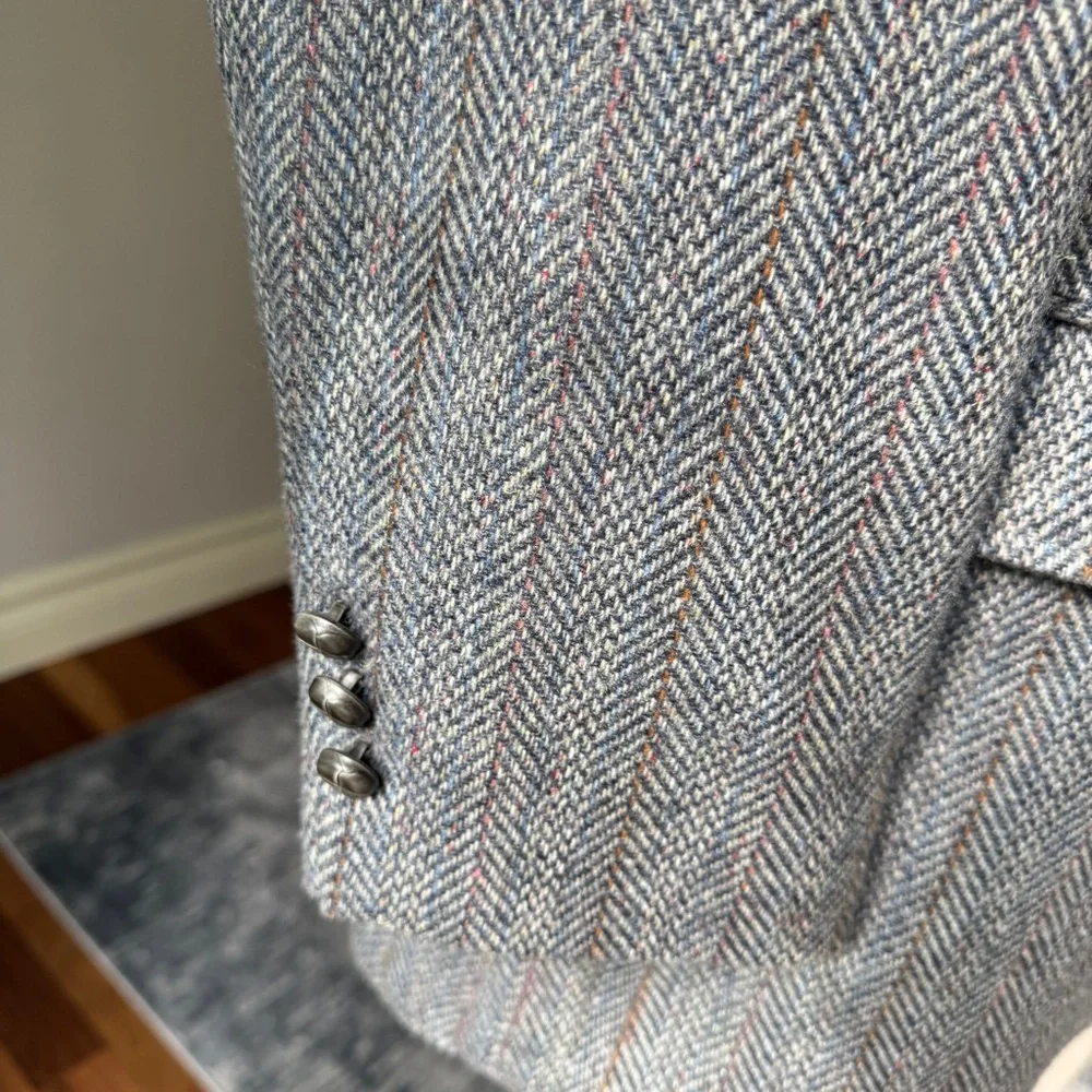 Vintage Blazer By The Blade Mens Gray Herringbone Two Buttons  Blazer Size‎ 46R